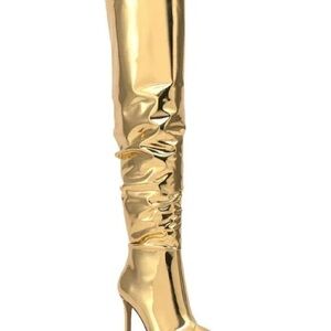 INC International Concepts Shiny Gold Over-the-Knee Boots